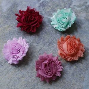 New set of 5 shabby chic hair clips